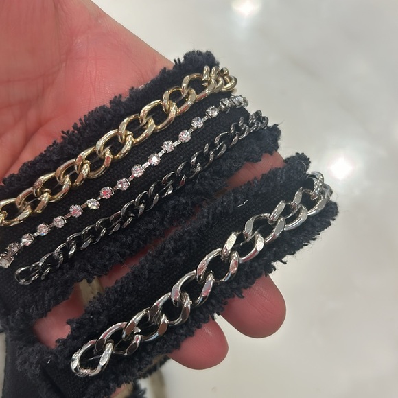 Cork Wedge Black Sandals with Cool Chains Ankle Straps-sz 8.5 - Picture 13 of 14